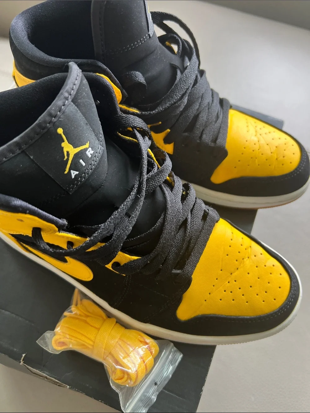 Jordan Air High-Top Sneakers Black and Yellow